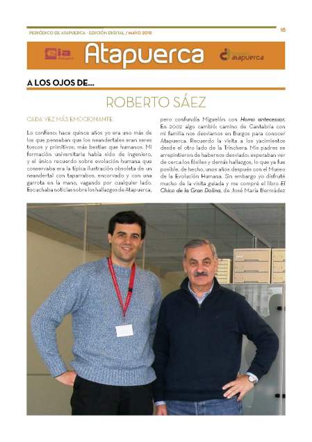 Periodico de Atapuerca Mayo15 sección "A los ojos de", pág 18