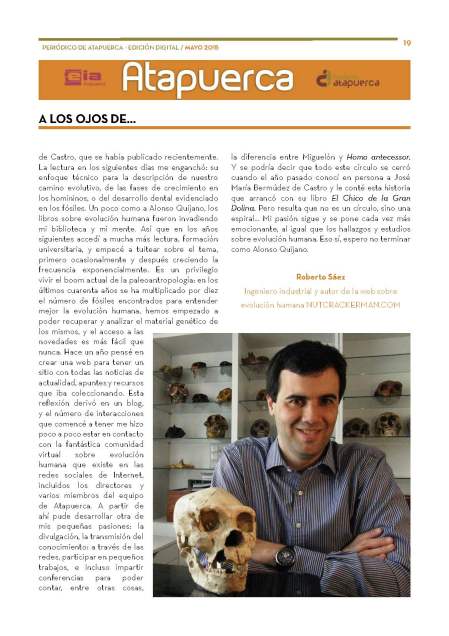 Periodico de Atapuerca Mayo15 sección "A los ojos de", pág 19