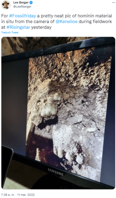 A pretty neat pic of hominin material in situ during fieldwork at Rising Star cave system
