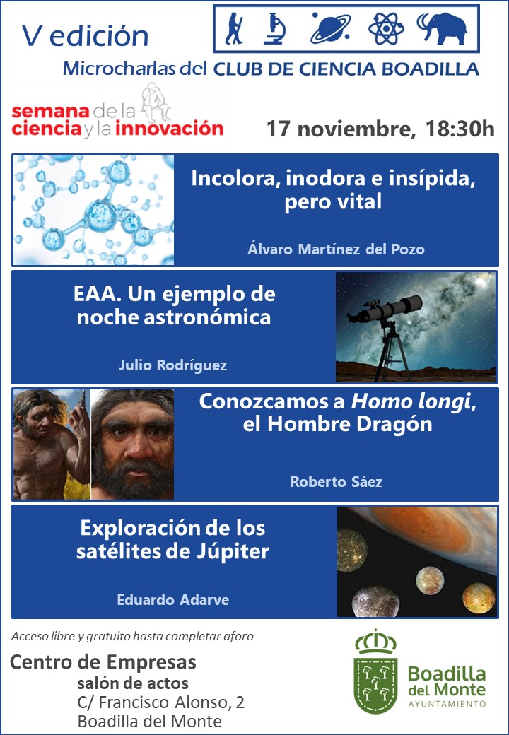 Cartel V Microcharlas Club de Ciencia Boadilla