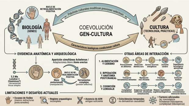 La coevolución entre la biología de los homininos y su cultura&nbsp;material